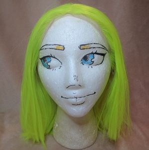Neon green Lace front bob wig